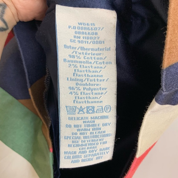 Boden Sz US 4L Multicolor Geometric Stripe Knee Length Cotton Straight Skirt - Picture 7 of 8